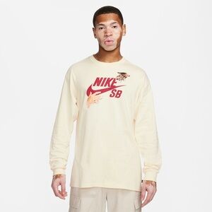 Nike Cream Long Sleeve Tee with Ribbed Cuffs